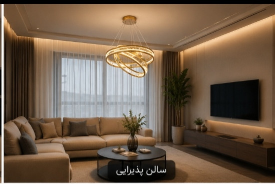 لوستر رینگ مدرن کریستال NEC مدل 098